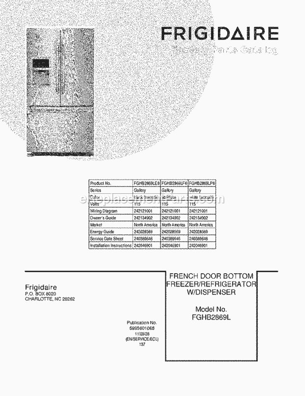 Frigidaire FGHB2869LF6 Refrigerator Page D Diagram