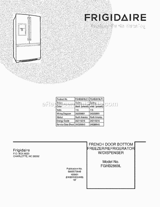 Frigidaire FGHB2878LE1 Refrigerator Page C Diagram