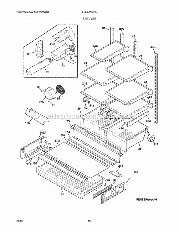 Frigidaire FGHB2878LE1 Refrigerator Shelves Diagram