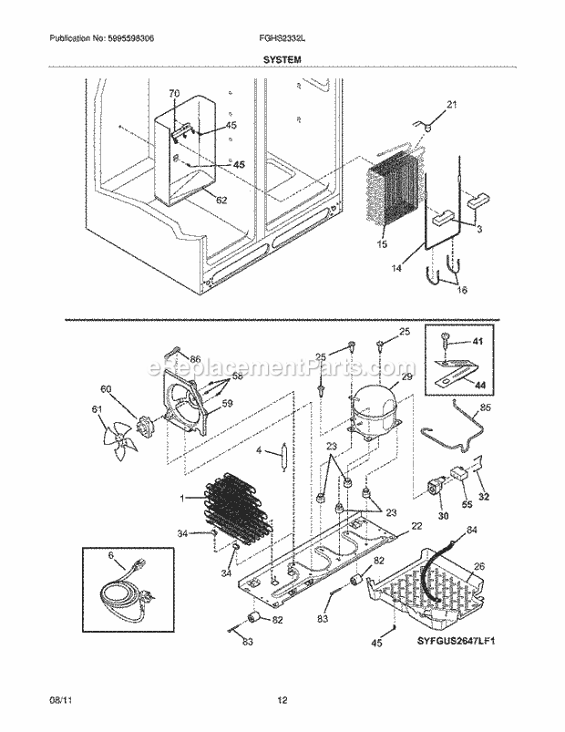 Frigidaire FGHS2332LE3 Refrigerator System Diagram