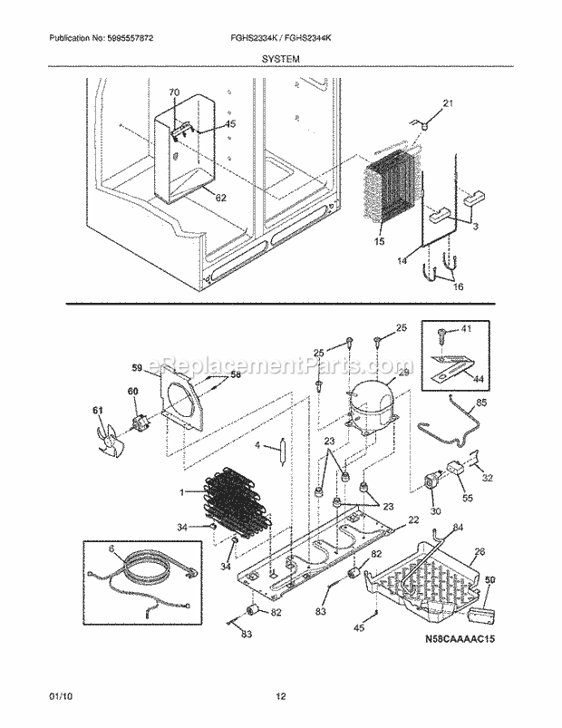 Frigidaire FGHS2334KB2 Refrigerator System Diagram