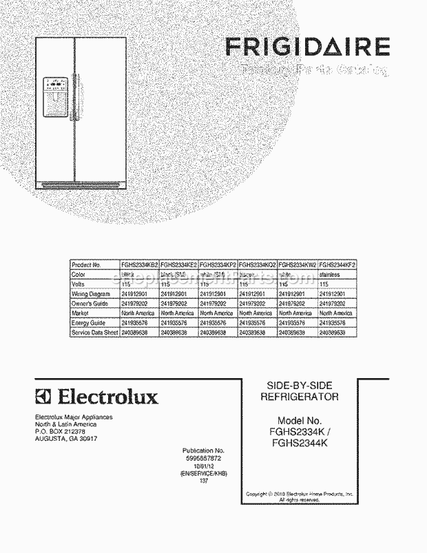 Frigidaire FGHS2334KB2 Refrigerator Page C Diagram