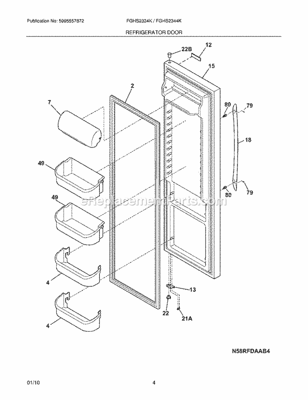 Frigidaire FGHS2334KB2 Refrigerator Refrigerator Door Diagram