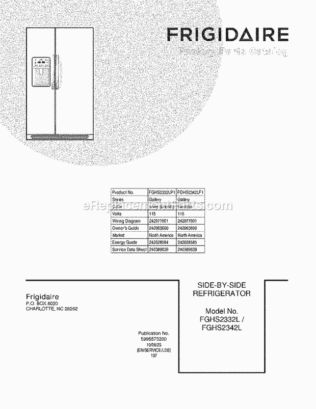 Frigidaire FGHS2342LF1 Refrigerator Page C Diagram