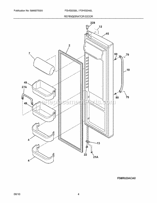 Frigidaire FGHS2342LF1 Refrigerator Refrigerator Door Diagram