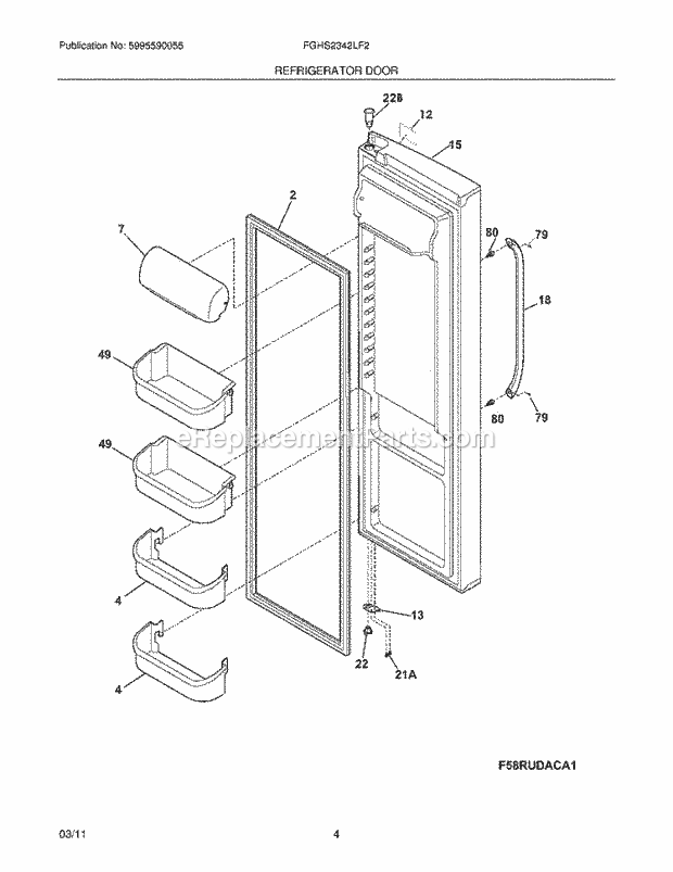 Frigidaire FGHS2342LF2 Refrigerator Refrigerator Door Diagram