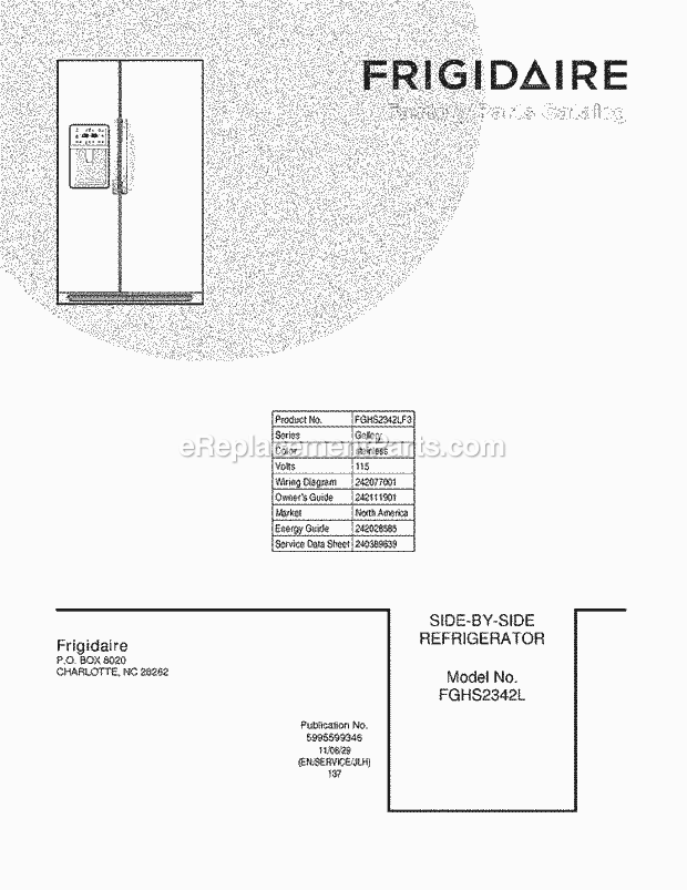 Frigidaire FGHS2342LF3 Refrigerator Page C Diagram