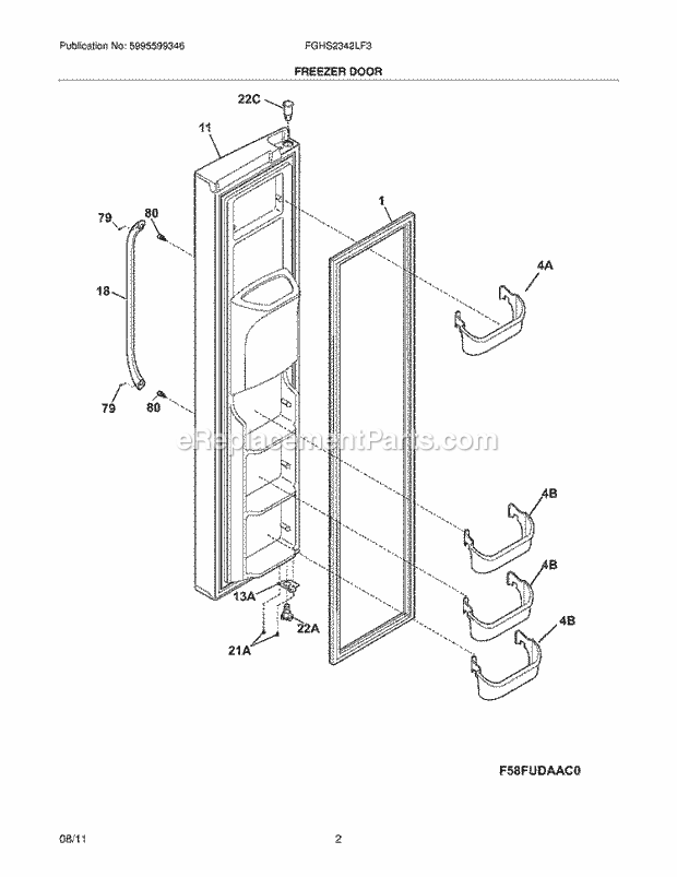 Frigidaire FGHS2342LF3 Refrigerator Freezer Door Diagram