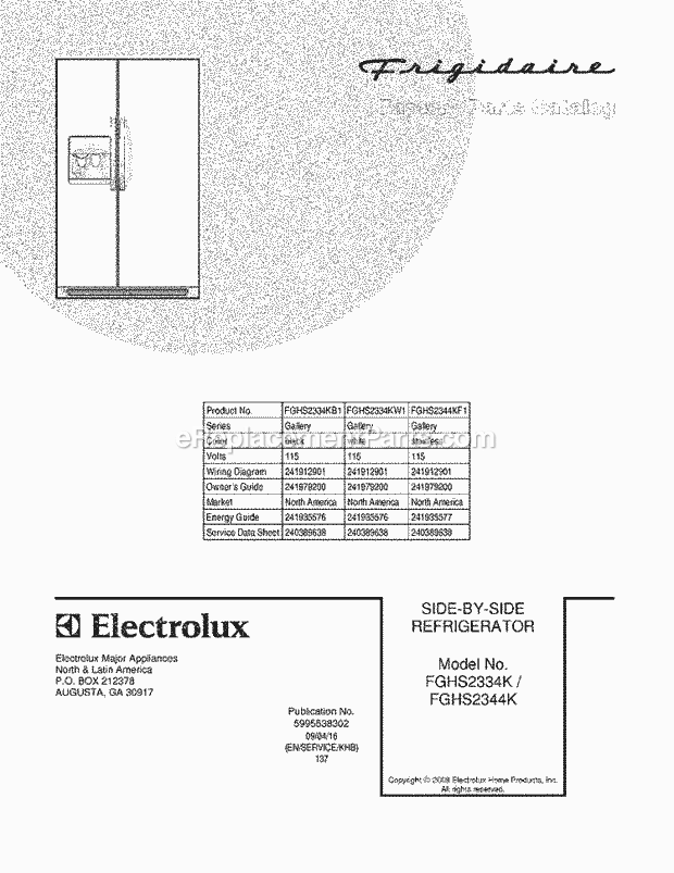 Frigidaire FGHS2344KF1 Refrigerator Page C Diagram