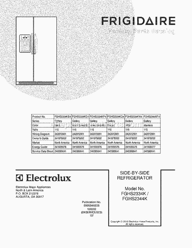 Frigidaire FGHS2344KF4 Refrigerator Page C Diagram