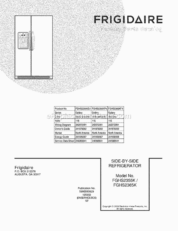Frigidaire FGHS2355KE4 Refrigerator Page C Diagram
