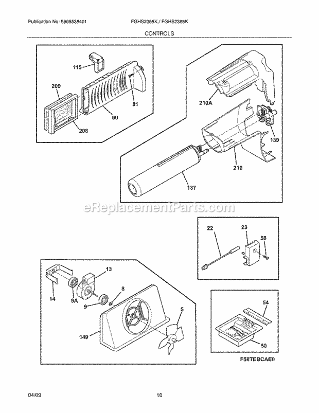 Frigidaire FGHS2355KP1 Refrigerator Controls Diagram