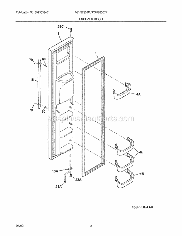 Frigidaire FGHS2355KP1 Refrigerator Freezer Door Diagram