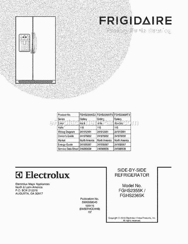 Frigidaire FGHS2355KP2 Refrigerator Page C Diagram