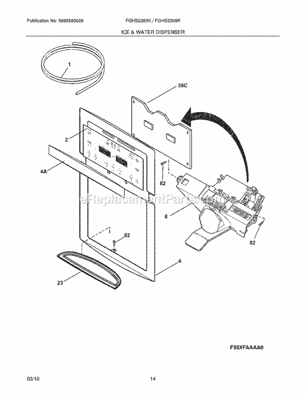 Frigidaire FGHS2355KP4 Refrigerator Ice & Water Dispenser Diagram