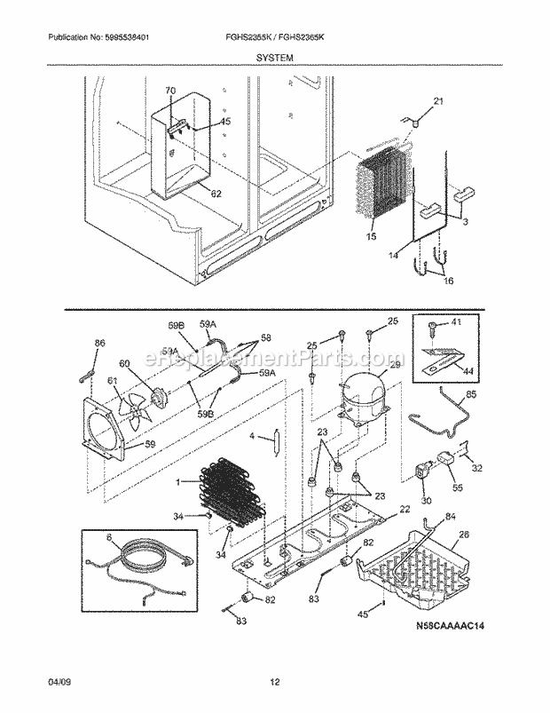 Frigidaire FGHS2365KF1 Refrigerator System Diagram