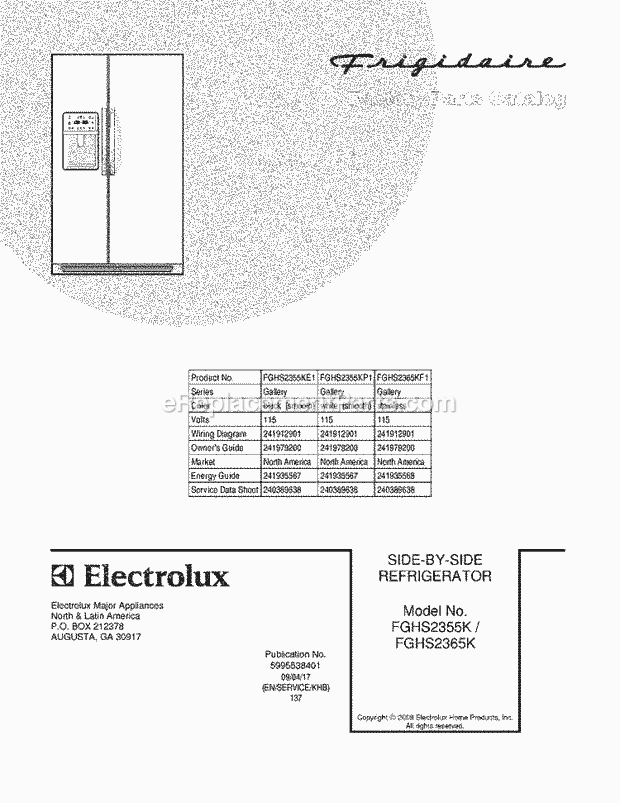 Frigidaire FGHS2365KF1 Refrigerator Page C Diagram