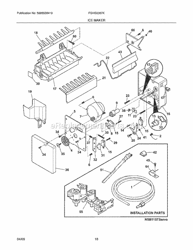 Frigidaire FGHS2367KB1 Refrigerator Ice Maker Diagram