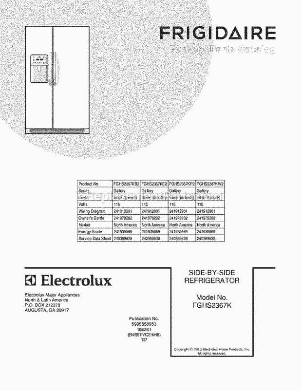 Frigidaire FGHS2367KB2 Refrigerator Page C Diagram
