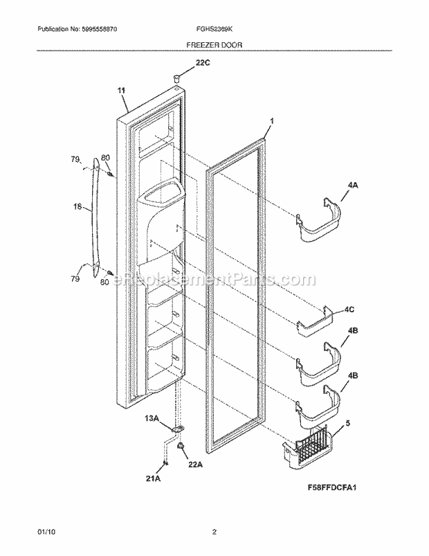 Frigidaire FGHS2369KE2 Refrigerator Freezer Door Diagram