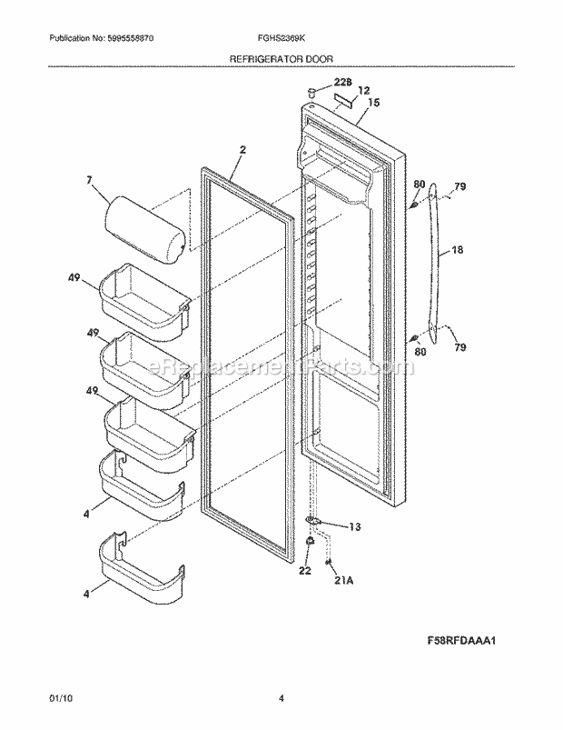 Frigidaire FGHS2369KE2 Refrigerator Refrigerator Door Diagram