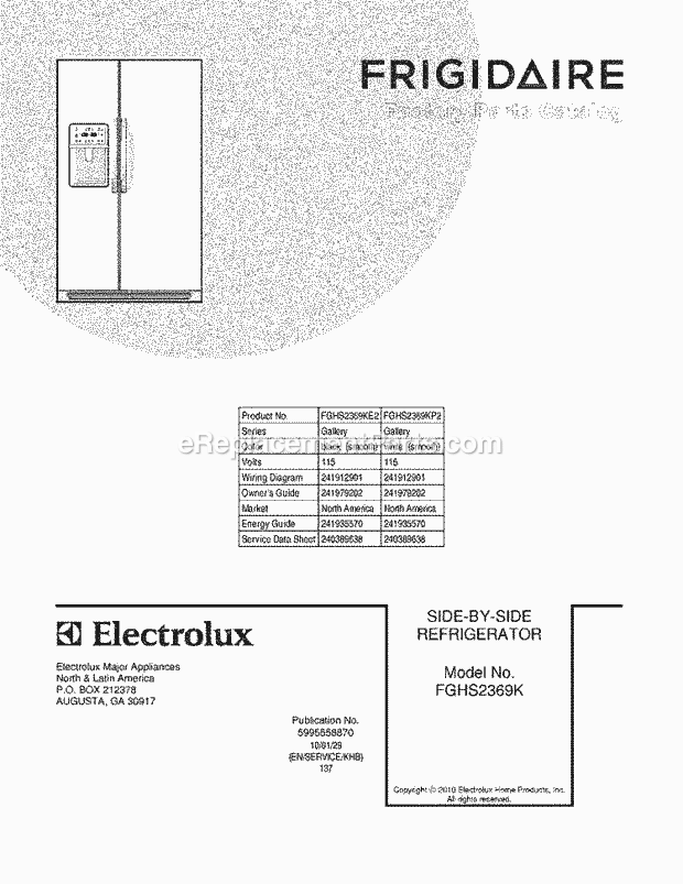 Frigidaire FGHS2369KP2 Refrigerator Page C Diagram