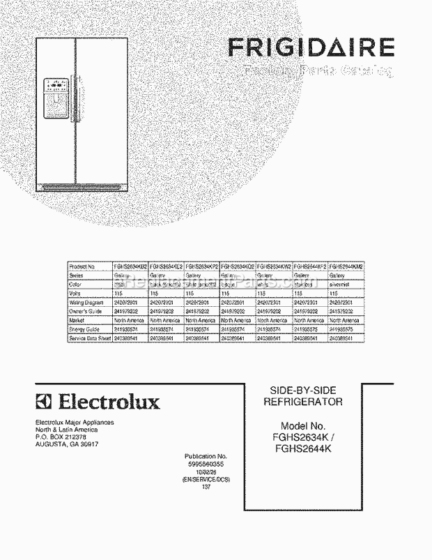 Frigidaire FGHS2634KP2 Refrigerator Page C Diagram