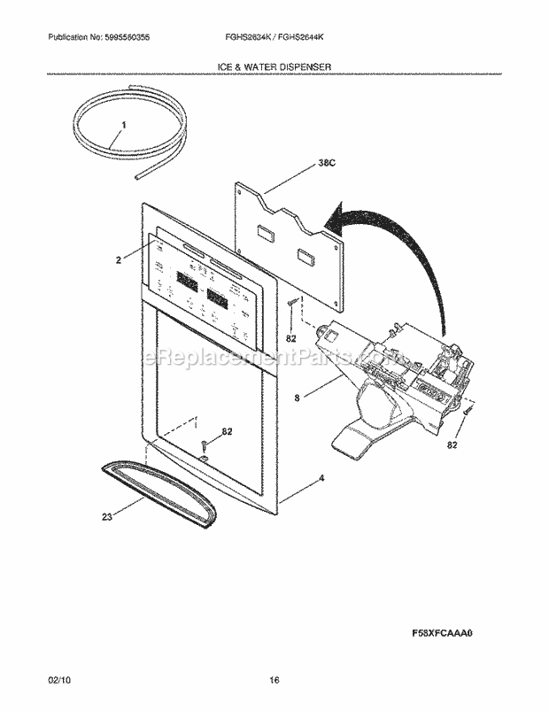 Frigidaire FGHS2634KP2 Refrigerator Ice & Water Dispenser Diagram