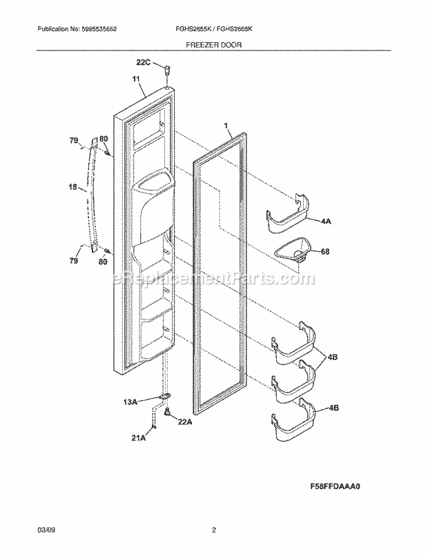 Frigidaire FGHS2655KP0 Refrigerator Freezer Door Diagram