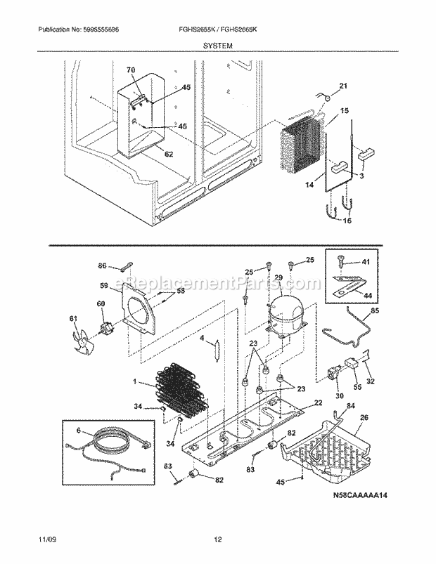 Frigidaire FGHS2655KP1 Refrigerator System Diagram