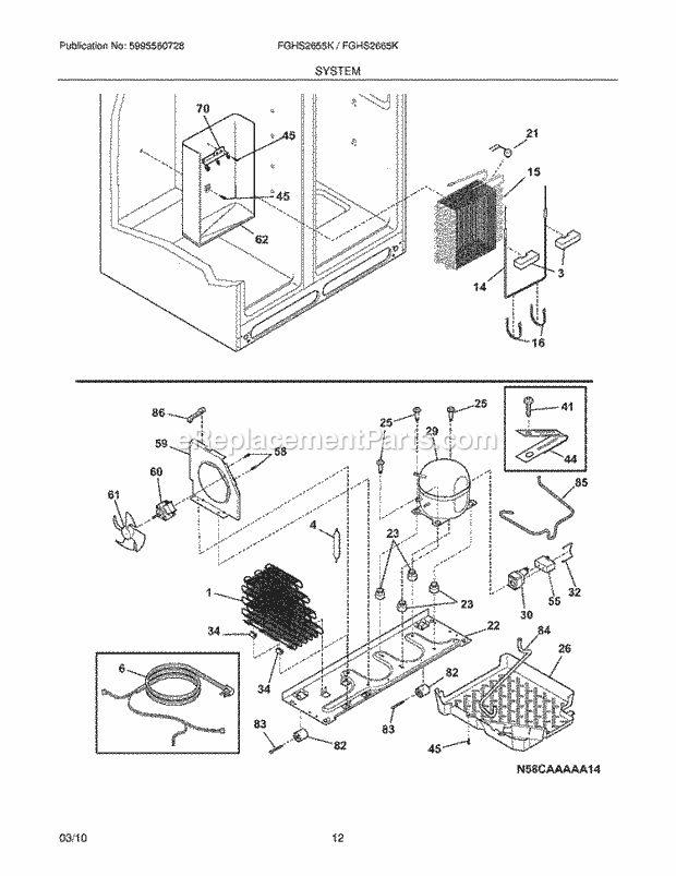 Frigidaire FGHS2655KP2 Refrigerator System Diagram