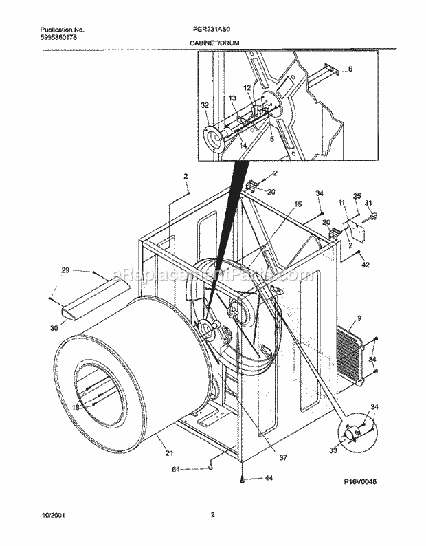 Frigidaire FGR231AS0 Residential Dryer Dry Cab, Heater Diagram