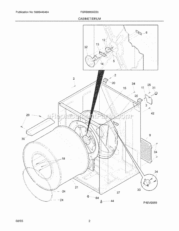 Frigidaire FGRB6600ES0 Residential Dryer Cabinet / Drum Diagram