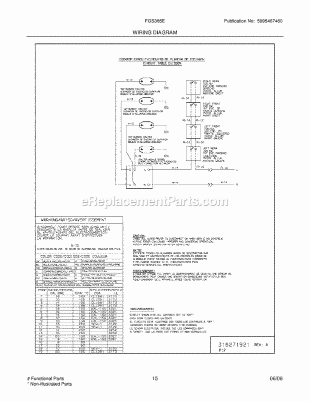 Frigidaire FGS365EBC Slide-In, Gas Gas Range Page H Diagram