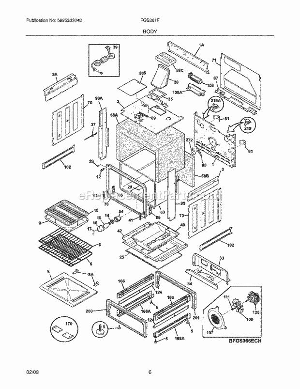 Frigidaire FGS367FCD Range Body Diagram