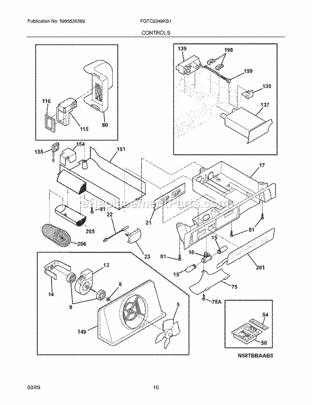 Frigidaire FGTC2349KS1 Refrigerator Controls Diagram