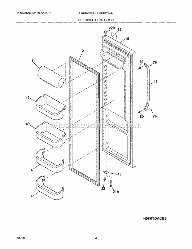 Frigidaire FGUS2632LE0 Refrigerator Refrigerator Door Diagram