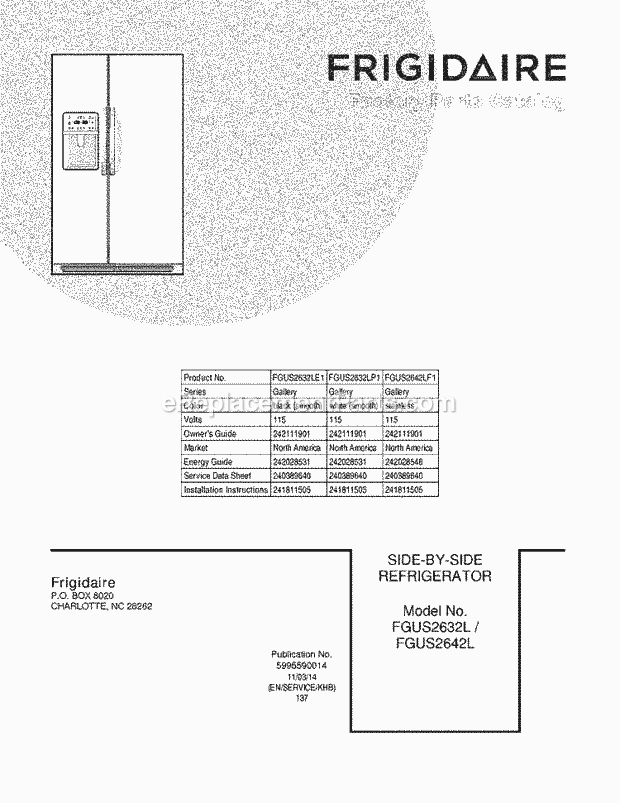 Frigidaire FGUS2642LF1 Refrigerator Page C Diagram