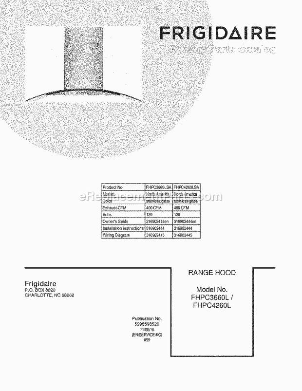 Frigidaire FHPC4260LSA Range Page B Diagram