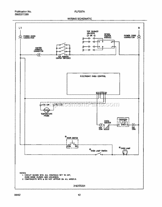 Frigidaire FLF337AUA Freestanding, Gas Range Page H Diagram