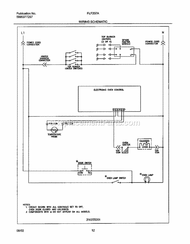 Frigidaire FLF337AUB Freestanding, Gas Range Page H Diagram