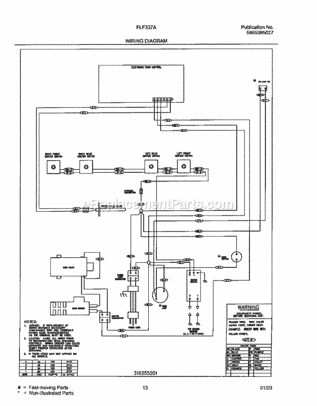 Frigidaire FLF337AUC Freestanding, Gas Range Page G Diagram