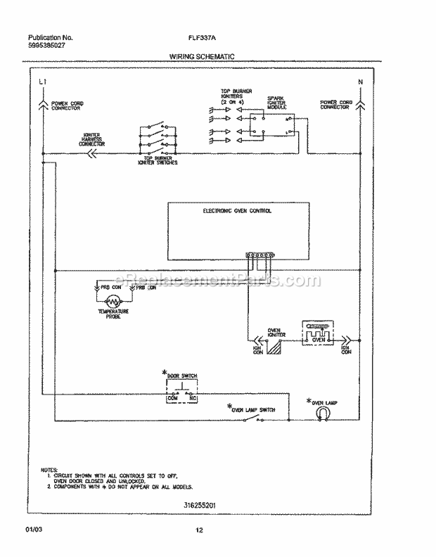 Frigidaire FLF337AUC Freestanding, Gas Range Page H Diagram
