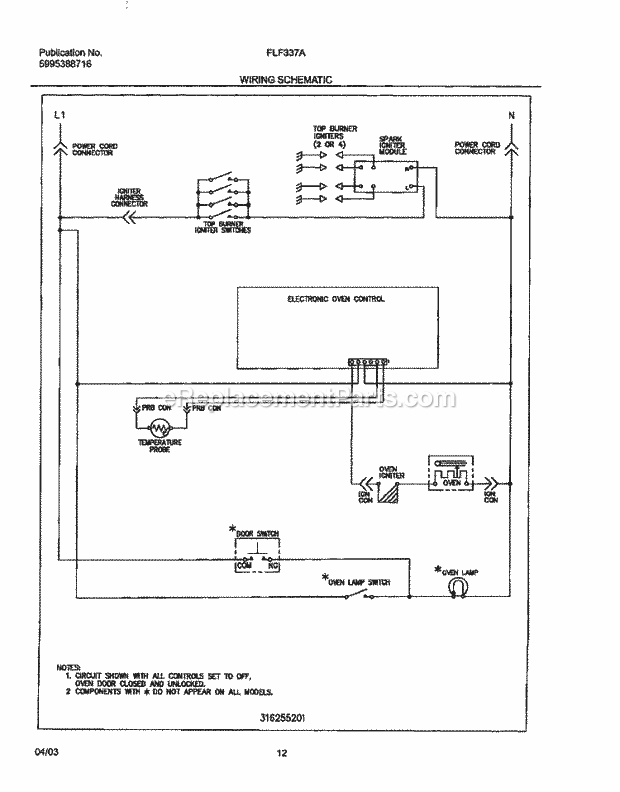 Frigidaire FLF337AWD Freestanding, Gas Range Page H Diagram