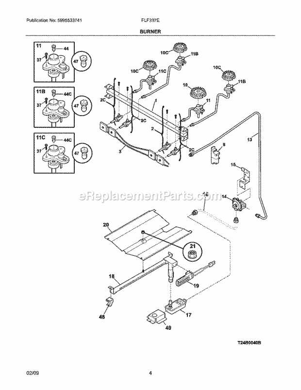 Frigidaire FLF337EUJ Range Burner Diagram