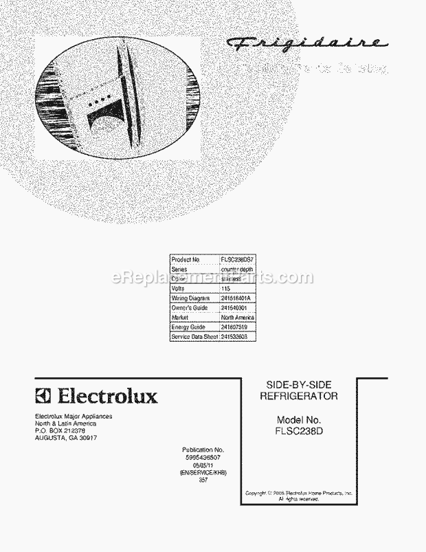 Frigidaire FLSC238DS7 Side-By-Side Refrigerator Page C Diagram