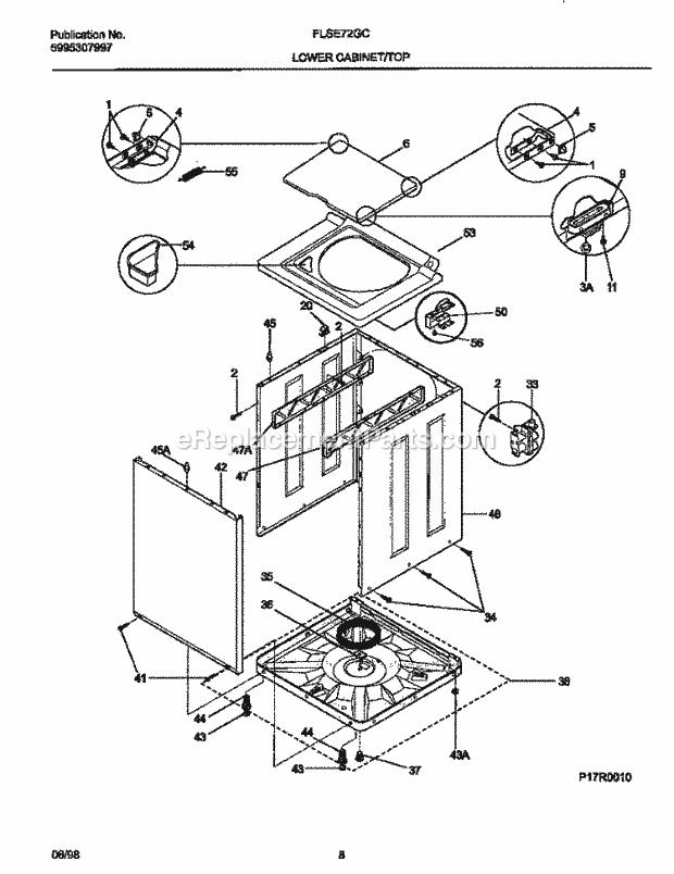 Frigidaire FLSE72GCS8 Laundry Center Lower Cabinet / Top Diagram