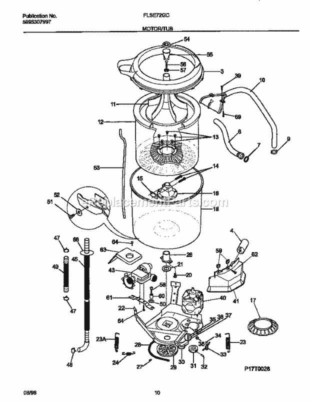 Frigidaire FLSE72GCS8 Laundry Center Motor / Tub Diagram