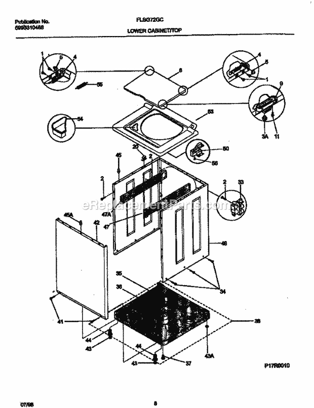 Frigidaire FLSG72GCS8 Laundry Center Washer Cabinet Diagram