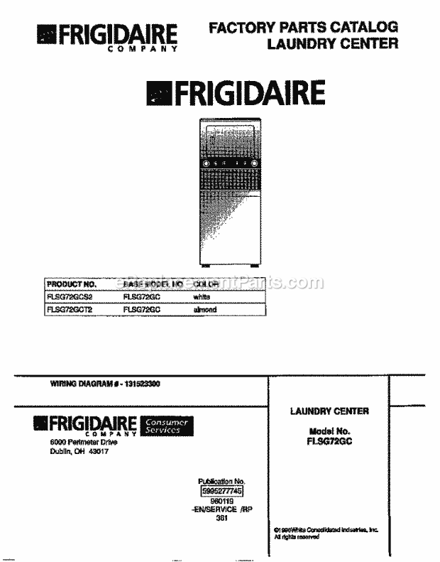 Frigidaire FLSG72GCT2 Laundry Center Page B Diagram